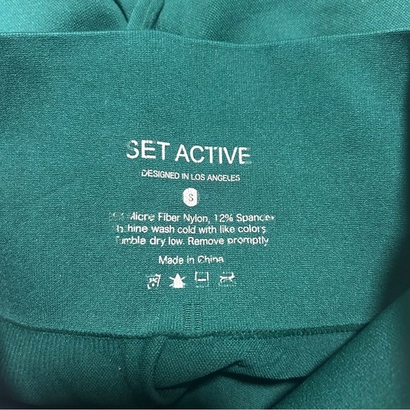 Set Active Power Ribbed V Bra sz M & Power Leggings sz S in Green - Picture 7 of 7